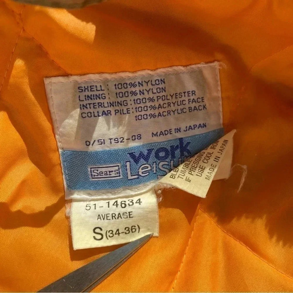 Vintage Sears Bomber Jacket Coat Work Lesirue Fur Collar Tan Brown Oversized - Picture 7 of 13